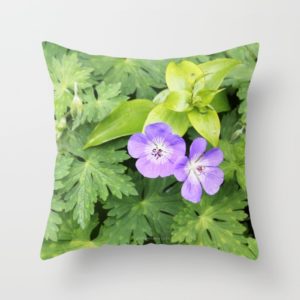 Throw Pillow Cover (16" X 16") Indoor - Cosy Couple of Purple Geranium Flowers