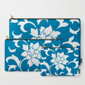 Carry-All Pouch Set of 3, Oriental Flower - Snorkel Blue