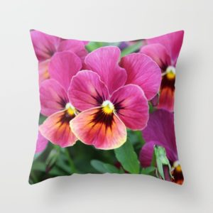 Throw Pillow Cover (16" X 16") Indoor - Pink Pansy Flower