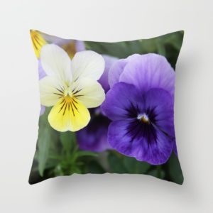 Throw Pillow Cover (16" X 16") Indoor - Purple and Yellow Pansy Flowers