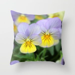 Throw Pillow Cover (16" X 16") Indoor - Yellow Purple Pansy Flower