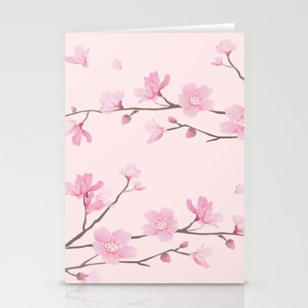 Cherry Blossom - STATIONERY CARDS SET OF 3 FOLDED CARDS (5" X 7 ...