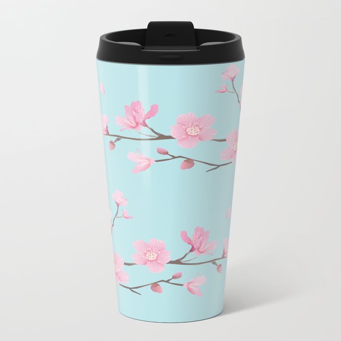Cherry Blossom - METAL TRAVEL MUG 15 OZ - Image 6