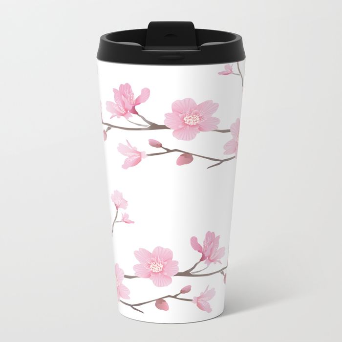 Cherry Blossom - METAL TRAVEL MUG 15 OZ - Image 8
