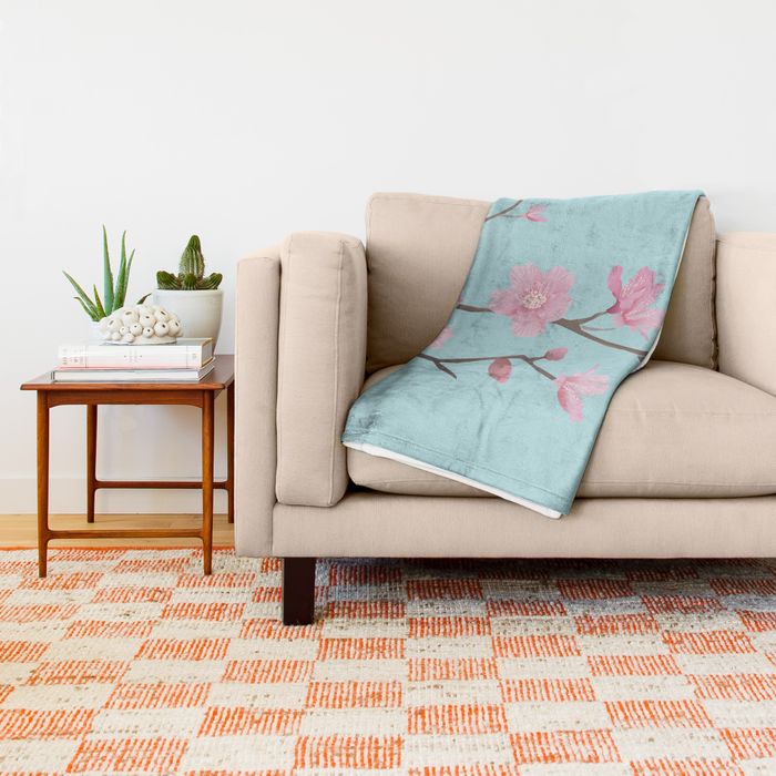 Cherry Blossom - THROW BLANKET 51" X 60" BLANKET - Image 5