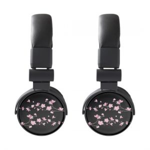 Cherry Blossom - Black Headphones