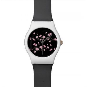 Cherry Blossom - Black Wrist Watch