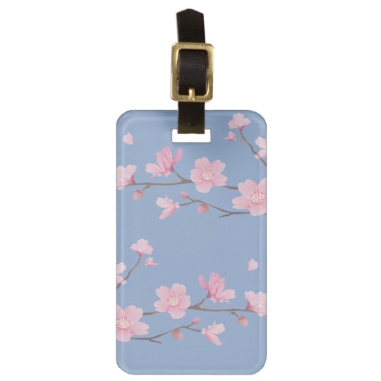 Cherry Blossom - Serenity Blue Bag Tag
