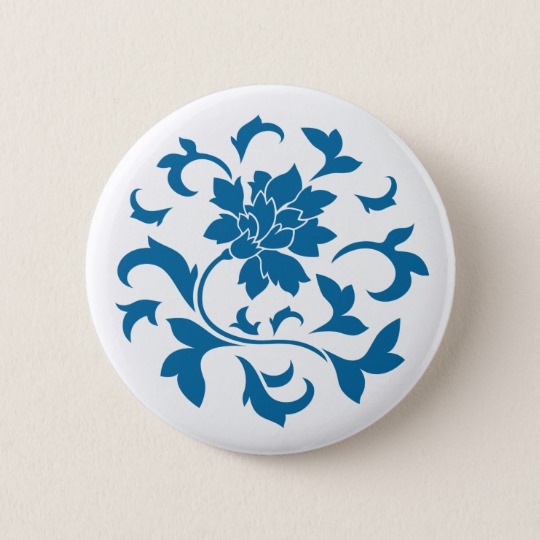 Oriental Flower - Snorkel Blue Circular Pattern Button