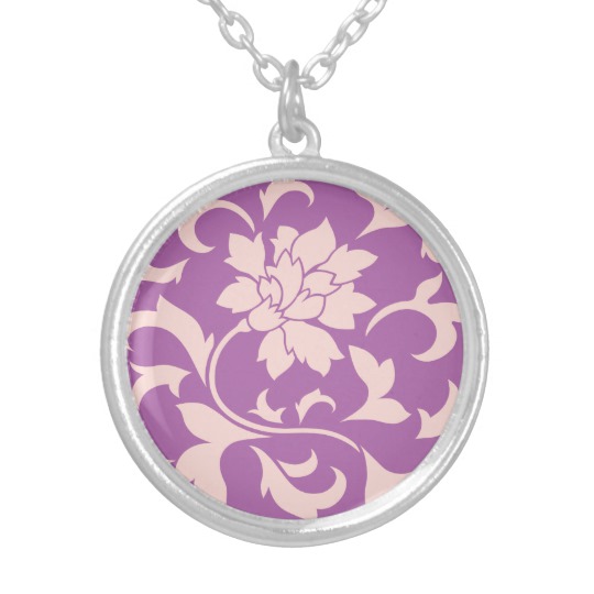 Oriental Flower - Rose Quartz & Radiant Orchid Silver Plated Necklace
