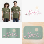 Print on demand products of Cherry Blossom Sun Moon Festival Tea Green by DesignEnrich